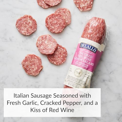 DeLallo Red Wine Salami, Italian Style Dry Sausage, Gourmet Meat for Charcuterie Boards and Snacking, Zesty Robust Flavor, No Added Nitrites or Nitrates, Non-GMO, 9 oz Stick (3 Pack)
