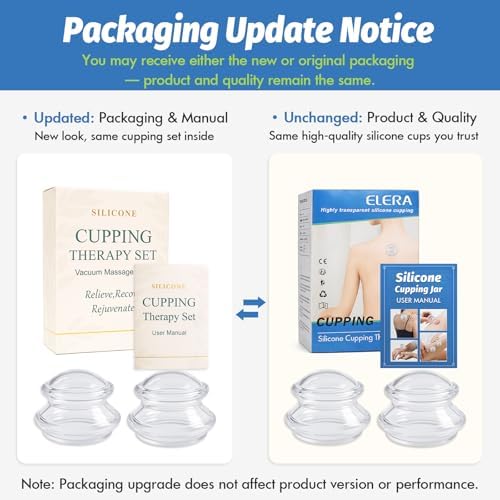 ELERA Silicone Cupping Therapy XL Size Sets, Professionally Chinese Massage Cups Tools, Silicone Cup for Joint Pain Relief, Massage Body (XL*2 Cups)