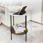 End Tables Living Room - Sturdy SideTable with Metal Frame, Modern Small Sofa & Bedside Table,Multi-Functional Round Coffee Table for Bedroom, Balcony, Sofa, Gym,Office