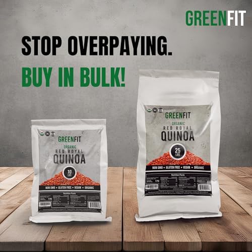Greenfit Royal Organic Red Quinoa | Non-GMO, Gluten-Free, Vegan, and Organic | Complete Protein, High Fiber, Low-Calorie Red Quinoa | (10 Pound - Pack of 1)