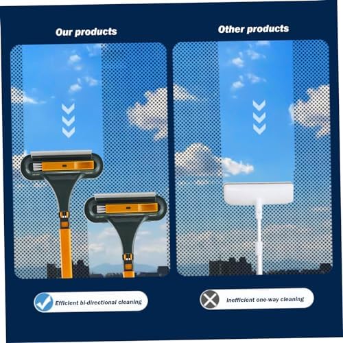 Window Screen Cleaning Brush 4PCS/Set 3 in 1 Double-Sided Window Screen Cleaner Dry＆Wet Long Handle Washable Window Cleaner Tool Home Accessory