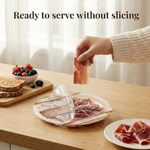 Monte Nevado Jamon Iberico Grain-Fed - (Cebo) 50% Iberico - 3oz Each, Pack of 2 units, Pre-Sliced Vacuum Packed Spanish Dry-Cured Ham - Tapas & Charcuterie Ready, Friends and Family Moments