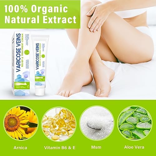 Varicose Veins Treatment for Legs, Varicose Veins Cream to Treat Varicose, Spider Veins & Improves Circulation, Protect Vascular Health, 20g