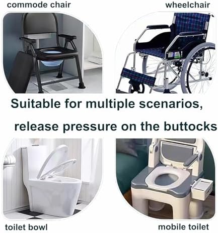 Bedside Soft Commode seat Cushion, Thick Pad PU Cover with Fixing Straps for Commode Chair, Washable Toilet Seat Cushion Warmer for Elderly Adults