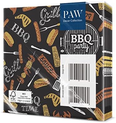 PAW 3 Ply Napkins 33 x 33 cm 20 Pack Printed with Water Based Inks Table Decoration It's Time to Celebrate! Napkins, Meeting with Friends, BBQ, Beer Party
