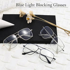 Non Prescription Glasses - Classic Square Clear Lens Metal Frame for Men Women