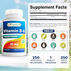 Best Naturals Vitamin B-6 25 Mg Tablets, 250 Count