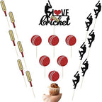 Kaoenla Kaoenla I Love Cricket Cake Decoration-19 Pieces Cricket Sports Glitter Cupcake Featured Boy Birthday Party Supplies Sports Theme Party Featured Decoration