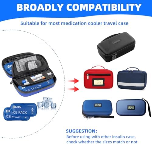 2 PCS Ice Packs for Insulin Cooler Travel Case, Reusable TSA Approved Ice Packs, Travel Ice Packs for Medications, Keep Medication Cool 8-10h in Diabetic Travel Case(Ice Pack Only, No Ice Case)