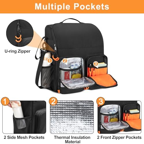 samdew Large Wheelchair Bag to Hang on Back, Wheelchair Accessories Backpack for Adult & Senior, Wheelchair Pouch with Medicine Storage Insulation Pocket & Shoulder Strap, Bag Only