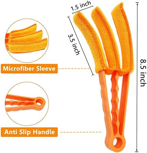 2 Pack 3 Arms Blinds Duster with 10 Colors Microfiber Sleeves, Window Blind Cleaner Duster Brush , Cleaning Tools for Window Blinds, Air Conditioner Vents, Fans, Car Vent