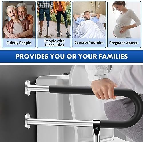 Stainless Steel Handicap Grab Bars Rails 29.5 Inch Toilet Handrails Bathroom Safety Bar Support Rail for Seniors Elderly Disabled Mounted Bath Grips (Stainless Steel, 29.5 Inch)