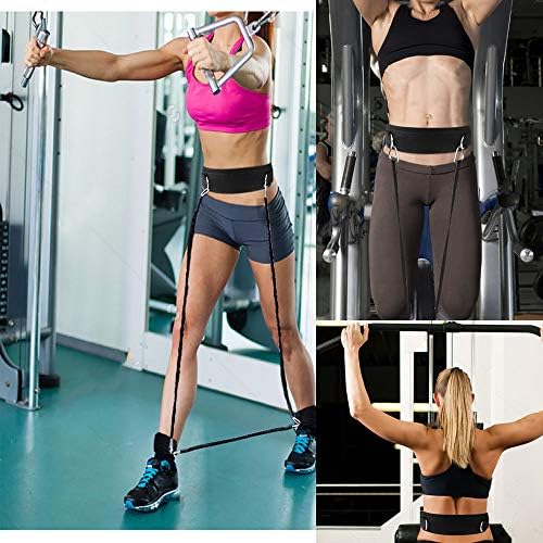 Waist Belt Neoprene Padded Gym Pulley Strap with Rings for Cable Machines Fitness Exercise Speed Agility Resistance Training