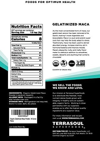 Terrasoul Superfoods Organic Gelatinized Maca Powder, 2 Lbs - Premium Quality | Recommended Use: Supports Increased Stamina & Energy | Gelatinized for Easy Digestion