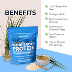 Paleovalley 100% Grass Fed Beef Bone Broth Protein Powder - Rich in Collagen Peptides for Hair, Skin, Gut Health, Bone and Joint Support - 15g Protein Per Serving - No Gluten or GMOs