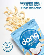 Dang Keto Toasted Coconut Chips Lightly Salted, Unsweetened, Vegan, Gluten Free, Non GMO, Paleo, Healthy Snacks Made with Whole Foods, Low Carb and Sugar, Resealable Individual Bags, 3.17 oz