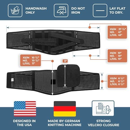 ORTONYX Back Brace for Lower Back Pain, Back Support Belt for Women & Men, Breathable Lower Back Brace with Lumbar Pad, Lower Back Pain Relief for Herniated Disc, Scoliosis, Sciatica/Black M-L