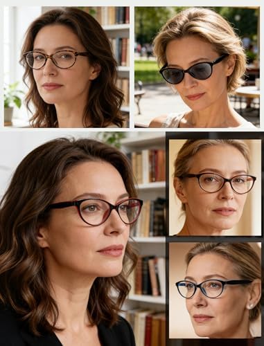 HEEYYOK 3.00 Reading Glasses Women Cat Eye Womens Readers Colorful Cheaters Glasses For Women Small Face Ladies Sunreaders 5-Pack