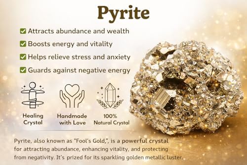 Natural Raw Pyrite Crystal Cluster – Stone of Prosperity & Confidence – Healing Crystal for Meditation, Yoga, Reiki, Chakra Balancing & Home Office Decor – Energy Manifestation Mineral