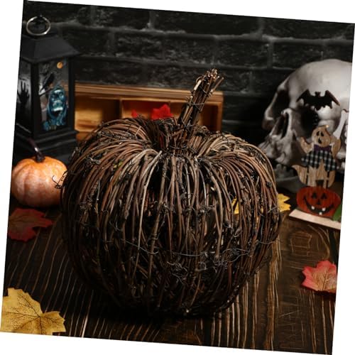 Cabilock 1pc Rattan Pumpkin Decoration for Halloween Home Party Creative Desktop Adornment for Festive Decor - Material for Themed Layouts