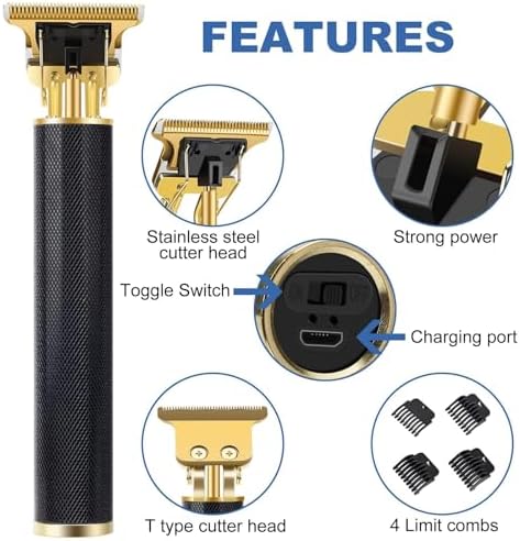 YOGINGO Professional Hair Trimmer for Men, Beard Trimmer Hair Clippers for Men, Cordless Rechargeable Hair Trimmer Metal Body Cutting Grooming Kit,Beard Shaver Barbershop