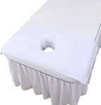 Massage Table Cover Towel with Face Cradle Hole, Premium Fitted Sheet with Locked Edges (White)