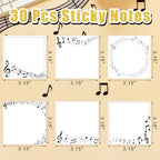 30 Pcs Music Sticky Notes Music Note Pads Musical Memo Notes for Music Teacher Appreciation Gifts Party Gift Musical Notes Message Reminder School Supplies