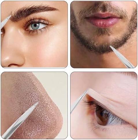 Professional Eyebrow Tweezers Set, Precision Stainless Steel for Hair Removal and Facial Grooming