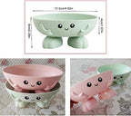 2 Pack Soap Dish Soap Bar Holder Box Storage Container Saver Draining Tray Wheat Straw Material Cartoon Panda Shape for Kids Children Shower Bathroom Kitchen Countertop (Pink + Green)