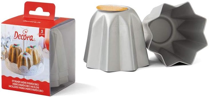 DECORA 3 Anodised Aluminium Mini-Pandoro Mould, Silver, 7.5 X 6.5cm