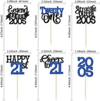 Gyufise 24Pcs Happy 21st Birthday Cupcake Toppers Hello Twenty One Legend Since 2005 Cupcake Picks Cheers to 21 Years Cake Decorations for 21st Birthday Anniversary Party Supplies Black Blue