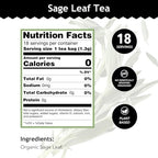 Buddha Teas - Organic Sage Leaf Tea - Herbal Tea - With Vitamins & Minerals - Clean Ingredients - Caffeine Free - OU Kosher - 18 Bleach-Free Tea Bags (Pack of 1)