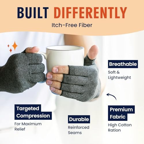 Dr. Frederick’s Original Arthritis Compression Gloves for Women & Men - Doctor-Developed Fingerless Hand Support for Arthritis Pain, Carpal Tunnel, Swelling & Poor Circulation - Everyday Wear - Medium