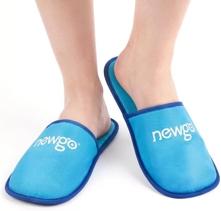 NEWGO Foot Ice Pack Slippers for Plantar Fasciitis and Neuropathy, HSA or FSA Eligible 2 Pack Gel Ice Slippers Hot Cold Pack for Bunion Surgery Pain Relief, Burning Feet