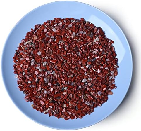 LAIDANLA Red Jasper Crushed Stone Crystal Chips Bulk Natural Gemstones Healing Reiki Crystals Mini Quartz Vase Filler Aquarium Gravel 0.55lb