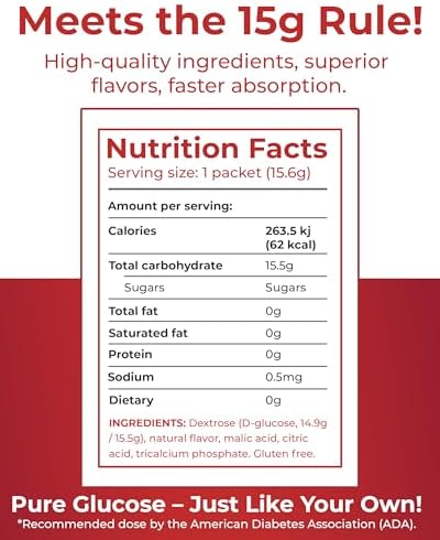 Fast Acting Glucose Powder Packets, Orange – Instant Dissolve, No Water Needed | 15g Pure Dextrose | Waterproof SlimPaks | Made in USA | Gluten-Free (Pack of 12)