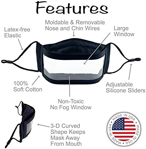 Clear Face Mask/Reusable/Non-Toxic/American Made/Latex-free/No PVC, BPA, Phthalate/Washable/See Through Window Mask