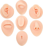 7 Pack Silicone Piercing Model, Soft Silicone Flexible Model Body Parts Displays Set, 3D Simulation Body Pierce Tool Kit with Ear Eye Nose Mouth Tongue Navel for Novice Piercer
