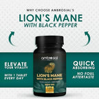 AMBROSIAL Lion's Mane with Black Pepper - 2000 mg Pack of 1-120 Tablets