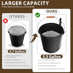 F2C 5.5 Gallon Large Ash Bucket with Lid and Shovel Fireplace Tool Set,Galvanized Metal Coal and Hot Ash Pail for Fireplace, Fire Pits, Wood Burning Stoves, Grill, Outdoor,Home Black