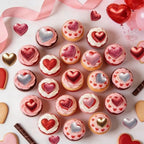 56PCS Edible Heart Cupcake Toppers Wafer Paper Red Pink Heart Cupcake Picks Sweet Love Cake Decor for Valentine's Day Theme Party Birthday Decoration Supplies