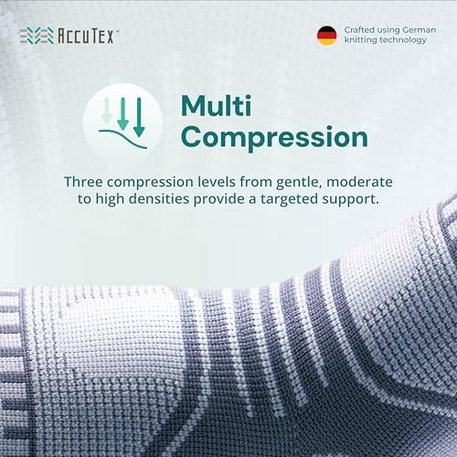OPPO 2924 ACCUTEX Knee Brace Compression Sleeve with Stays - Knee Support for Meniscus Tear, Running, Muscle Strain, Knee Sprain, Joint Pain Relief - for Men and Women (Gray, Small)