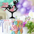 Sitting Girl Cake Topper Picks for Lady 28th Birthday Makeup Spa Theme Party Decoration Supplies 28 Silhouette High Heeled Cake Decor Rose Gold Glitter