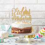 Eid Mubarak Cake Topper, Ramadan Kareem, Eid Ramadan Hajj Mubarak Festival Anniversary Party Decorations Supplies Gold Glitter