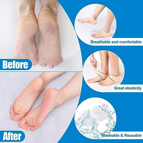 MADHOLLY 5 Pairs Silicone Heel Protectors- Breathable Heel Gel Heel Cushions for Cracked Heel- Heel Cups Heel Cover for Heel Repair Women Men