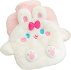 3D Cartoon Pattern Hot Water Bag,LIUHUIZEYU Plush Cover Hot Water Bottle,500ml Warm Water Bag for Neck and Shoulder, Legs, Waist Warm,Period Cramps Pain Relief Removable Hand Warmer Gifts (White)