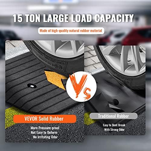 VEVOR Rubber Threshold Ramp, 1" Rise Wheelchair Ramp Doorway, Natural Curb Ramp 3.7 Feet Long, 33069Lbs Load Capacity, Non-Slip Textured Surface Rubber Curb Ramp for Wheelchair and Scooter