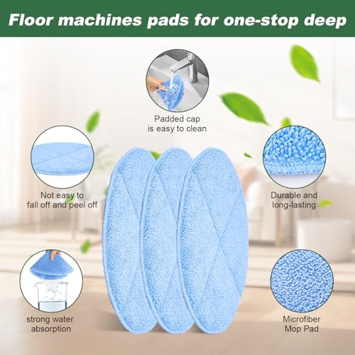 Commercial 17 Inch Microfiber Carpet Bonnet Floor Machines Pads Compatible with Floor Machine: 3 Packs Microfiber Carpet Bonnet Floor Buffer Pads