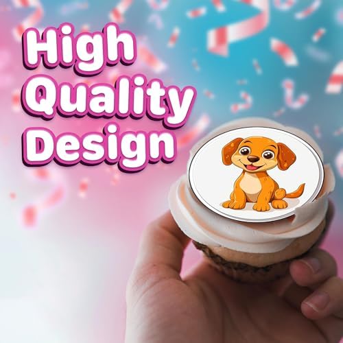30 x Edible Cupcake Toppers – Amazing Dog Themed Collection of Edible Cake Decorations | Uncut Edible on Wafer Sheet