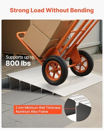 VEVOR Door Threshold Ramp, 5 inch Rise, Aluminum Alloy Threshold Ramp Rated 800 lbs Load Capacity, Handicap Ramps for Home Steps for Wheelchair, Scooters, Power Chairs, Walkers, Bicycle, Tricycle